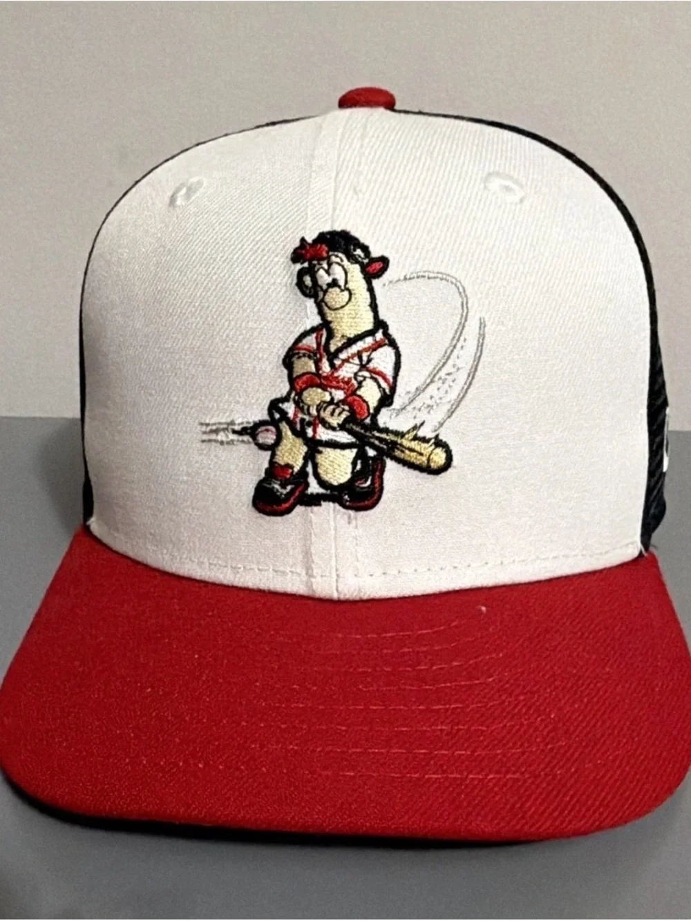 Atlanta Braves Kids White and Red Baseball Cap with Embroidered Blooper